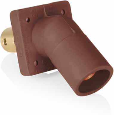 16 Series Male Receptacle, 45-Degree, #2-4/0 AWG, Double Hole Bus Bar