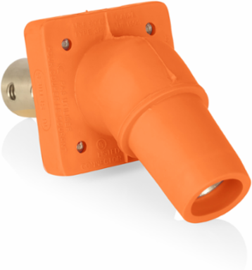 16 Series Female Receptacle, 45-Degree, #2-4/0 AWG, Double Hole Bus Bar, Self-Clinching Nuts