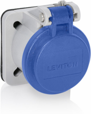 Male/Female Receptacle Enclosure with Automatic Closing Lid, Blue Thermoplastic