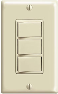 15 Amp Decora Three Rocker Combination Switch, Ivory