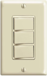 15 Amp Decora Three Rocker Combination Switch, Ivory