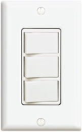 15 Amp Decora Three Rocker Combination Switch, 120 Volt, White