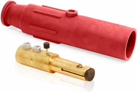 Male Plug 600 Amp 600 Volt Double Set Screw, 350-500 MCM Cable Range, Red