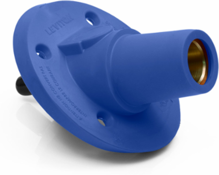 Female Panel Mount Receptacle, 600 Amp, 30 Degree, 250-500 MCM, Blue