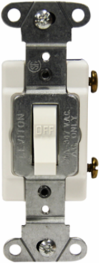 Single-Pole Toggle Switch 15 Amp 347 Volt AC Side Wire Commercial Grade White