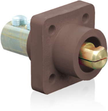 Male Receptacle, 90-Degree, 2/0-4/0 AWG, 400 Amp Max, Double Set Screw Termination