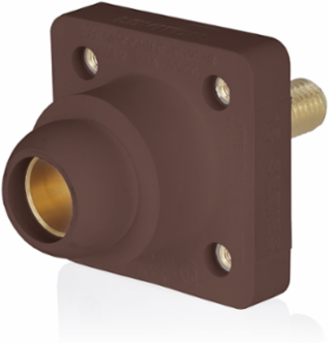 18 Series Female Receptacle, 90-Degree, #2 - 4/0 AWG, 1.125" Threaded Stud, Self-Clinching Nuts