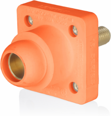 18 Series Female Receptacle, 90-Degree, #2 - 4/0 AWG, 1.125" Threaded Stud, Self-Clinching Nuts