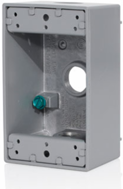 1-Gang Gray Die-Cast Weatherproof Box with Three 1/2 Inch Outlets