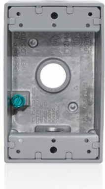1-Gang Gray Die-Cast Weatherproof Box with Three 1/2 Inch Outlets
