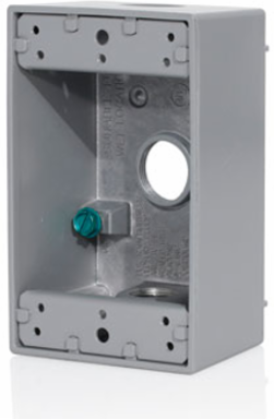 1-Gang Die-Cast Weatherproof Box Aluminum Gray with Three 3/4 Inch Outlets