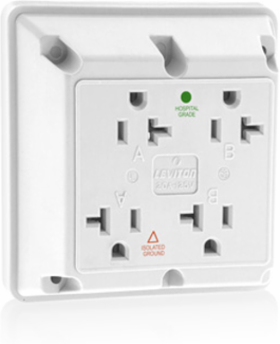 20 Amp Hospital Grade Isolated Ground Quadruplex Receptacle, NEMA 5-20R
