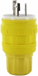 Wetguard Watertight Locking Plug, 20 Amp, 347 Volt, NEMA L24-20, Yellow