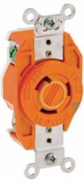 20 Amp Flush Mount Locking Receptacle, NEMA L5-20R, Isolated Ground, Orange