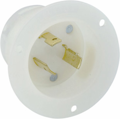 20 Amp 125 Volt Flanged Inlet Locking Receptacle, NEMA L5-20P, Industrial Grade