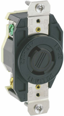 20 Amp 250 Volt NEMA L6-20R Industrial Grade Flush Mount Locking Receptacle