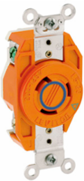20 Amp 250 Volt Industrial Grade Flush Mount Locking Receptacle NEMA L6-20R Orange