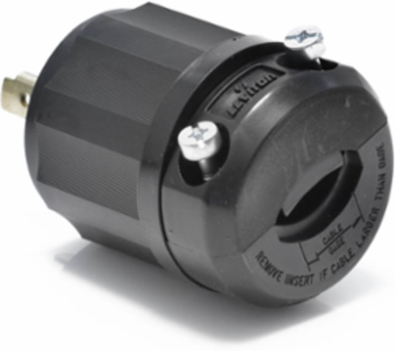 Locking Plug 20 Amp 250 Volt NEMA L6-20P Industrial Grade Black