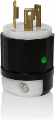 20 Amp Locking Plug, NEMA L6-20P, 250 Volt, Nylon, Industrial Grade