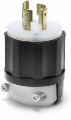 Industrial Grade Locking Plug 20 Amp 277 Volt NEMA L7-20P Black-White