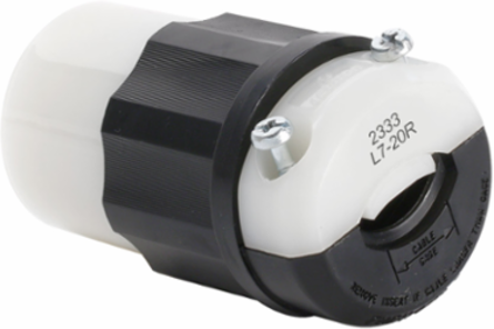 Industrial Grade Locking Connector 20 Amp 277 Volt NEMA L7-20R Black-White