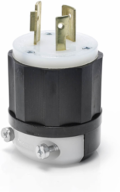 NEMA L8-20P Locking Plug, 20 Amp, 480 Volt, 2P, 3W, Impact Modified Nylon