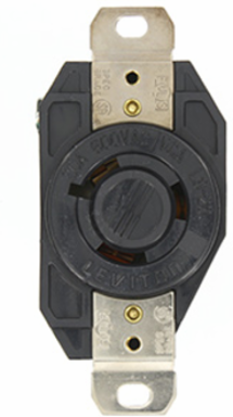 Industrial Grade Locking Receptacle, 20 Amp, 600 Volt, NEMA L9-20R, Black