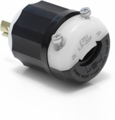 Industrial Grade Locking Plug, 20 Amp, 600 Volt, NEMA L9-20P, Impact Modified Nylon