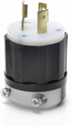 Locking Plug 20 Amp 125/250 Volt Non-Grounding, Impact Modified Nylon, UL498