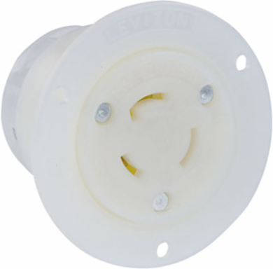 20 Amp Flanged Outlet Locking Receptacle, NEMA L10-20R, 125/250 Volt