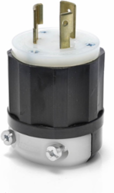 Industrial Grade Locking Plug 20 Amp 250 Volt NEMA L11-20P Black-White