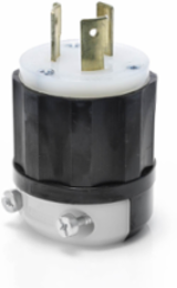 NEMA L12-20P Locking Plug, 20 Amp, 480 Volt, Industrial Grade, Black-White