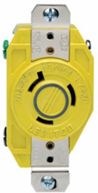 20 Amp 277 Volt NEMA L7-20R Flush Mount Locking Receptacle, Corrosion-Resistant