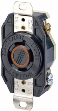 Industrial Grade Locking Receptacle 20 Amp 125/250 Volt NEMA L14-20R 3P 4W