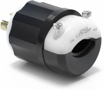 Locking Plug, 20 Amp, 250 Volt, NEMA L15-20P, Impact Modified Nylon Construction