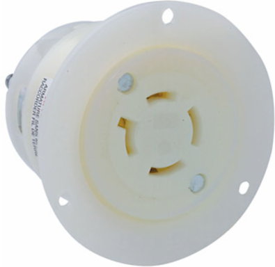 20 Amp 250 Volt Flanged Outlet Locking Receptacle NEMA L15-20R, Nylon