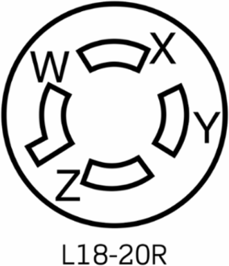 Industrial Grade Locking Connector, 20 Amp, 120/208 Volt, NEMA L18-20R