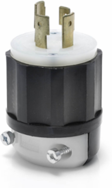 Industrial Locking Plug 20 Amp 347/600 Volt NEMA L20-20P, Black-White