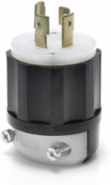 Industrial Locking Plug 20 Amp 347/600 Volt NEMA L20-20P, Black-White