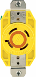20 Amp Locking Receptacle, NEMA L14-20R, 125/250 Volt, Corrosion Resistant, Yellow