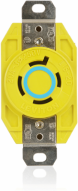 20 Amp 250 Volt Flush Mount Locking Receptacle NEMA L15-20R, Corrosion Resistant