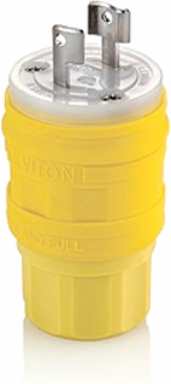 Wetguard Watertight Locking Plug, 15 Amp, 125 Volt, NEMA L1-15P, Yellow