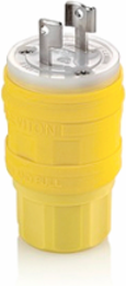 Wetguard Watertight Locking Plug, 15 Amp, 125 Volt, NEMA L1-15P, Yellow