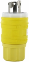 Wetguard 15A Locking Blade Watertight Plug, Yellow, IP69K, 125V, Non-Grounding