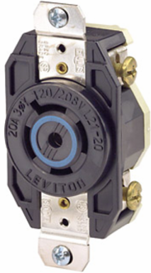 20 Amp 3-Phase Locking Receptacle 120/208 Volt NEMA L21-20R, Industrial Grade