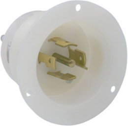 20 Amp Locking Flanged Inlet Receptacle, 120/208 Volt, Nylon, 3-Phase