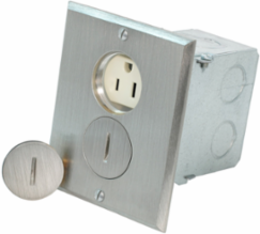 1-Gang Floor Box Receptacle Assembly, 15A 125V NEMA 5-15R with Brass Plate