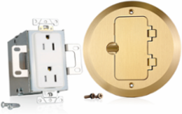 15 Amp 1-Gang Floor Box Assembly, Commercial Grade, Tamper-Resistant, Self-Grounding