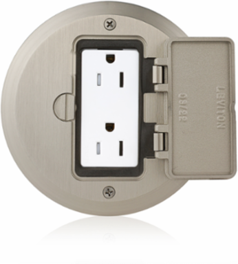15 Amp 1-Gang Floor Box Assembly, Commercial Grade, Tamper-Resistant, Self-Grounding