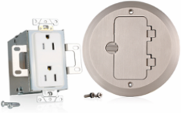 15 Amp 1-Gang Floor Box Assembly, Commercial Grade, Tamper-Resistant, Self-Grounding